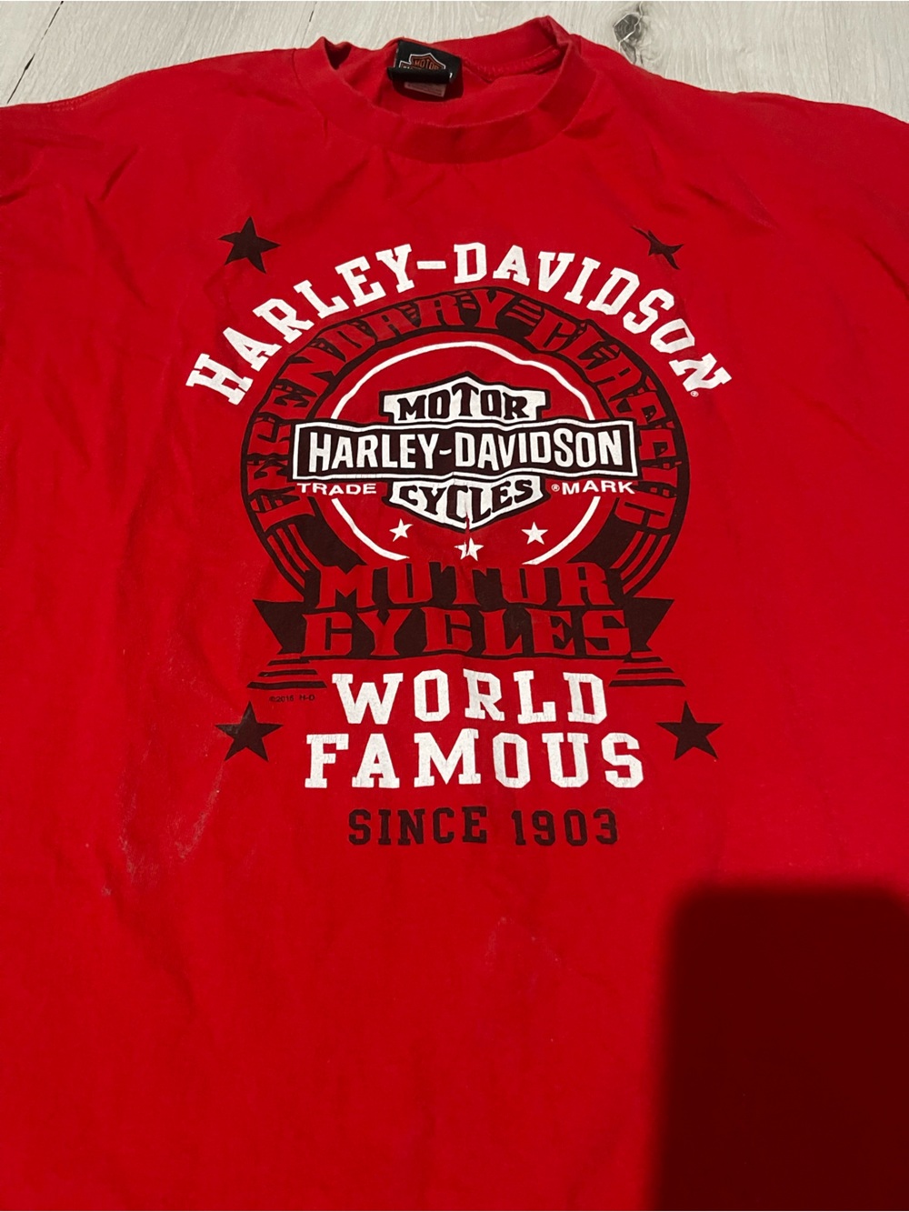 Vintage Harley-Davidson Red Short Sleeve Tee with White and Black Logo
